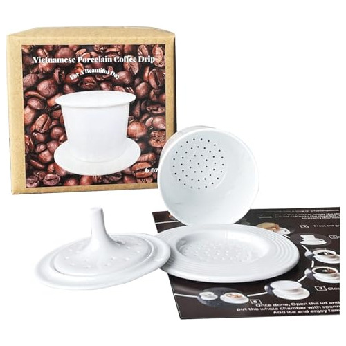 Filtro Café Vietnamita Porcelana Blanca, Para Una Taza, 6oz