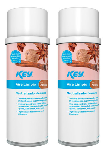 Aromatizante En Aerosol Aire Limpio Key - 2 Pack 