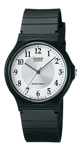 Reloj Casio Mq24 Clásico Original Unisex 35mm Color del bisel Negro Color del fondo PlataBco