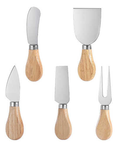 3 X 5x Cuchillos Para Queso Con Mango De Madera, Esparcidor