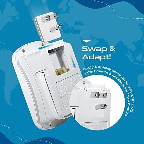 Adaptador De Viaje Universal Ceptics Wps-2b+ Con 2 Usb-a Y