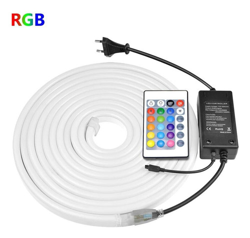 Cinta Neón Flex Rgb 5mts + Control + Transformador + Soporte