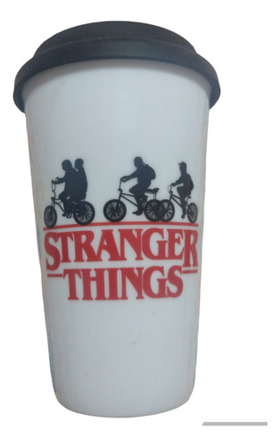 Vaso Taza Cerámica Tapa Silicona Stranger Things