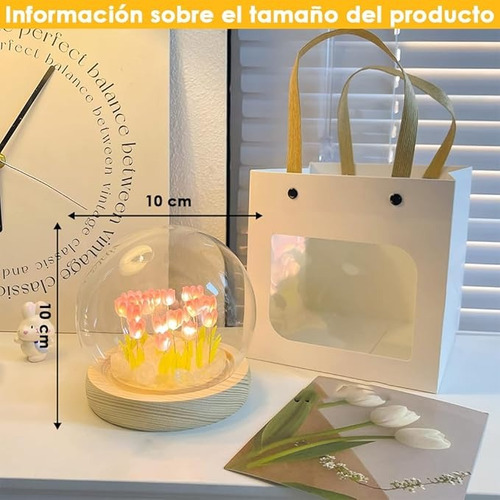 Lámpara Esfera Tulipanes Decorativa P/armar Luz De Noche Fucsia