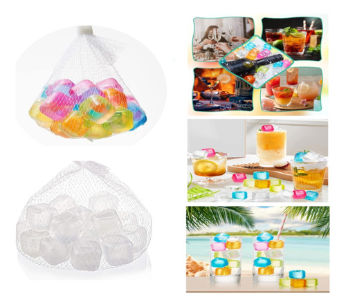 X24 Cubos De Hielo Artificial Reutilizables Colores Y Blanco