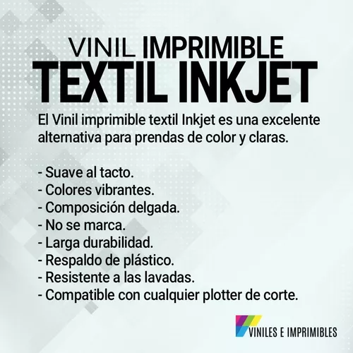Vinil Textil Imprimible Inkjet 5 Hojas Premium 21 X 25.5 Cm