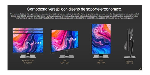 Imagen 4 de 7 de Asus Proart Pa278cv 27 2k 75hz Ips Dp/hdmi/usb-c/parlantes