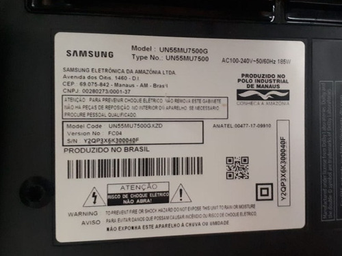Imagem 2 de 2 de Abaixou Tv Samsung 55 Curva Retirada De Pecas Tela Trincada