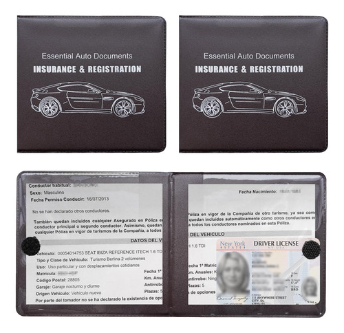 2 Soportes Para Registro Y Seguro De Automóvil, Organizadore