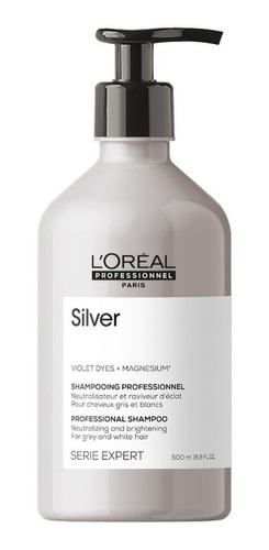 Shampoo Matizador Loreal Silver 500ml Grises, Blancos, Canas