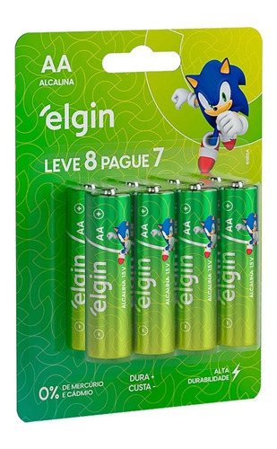 Caixa De Pilhas Alcalina Elgin Energy Aa 10 Cartelas C/ 8 Un