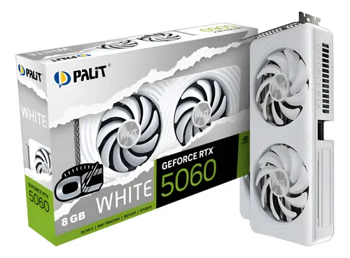 RTX5060 White Placa De Vídeo Palit Nvidia Rtx 5060 Dual Oc 8gb Gddr7 Branca