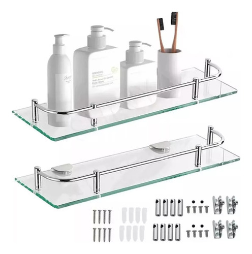 Organizador Ducha Repisa Baño Set 2 Vidrio Templado