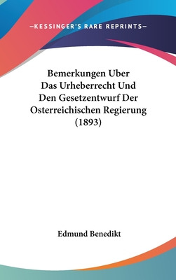 Libro Bemerkungen Uber Das Urheberrecht Und Den Gesetzent...