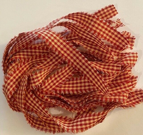 10 Pc Fabric Strips 12  Barn Red Small Check Homespun Bag 