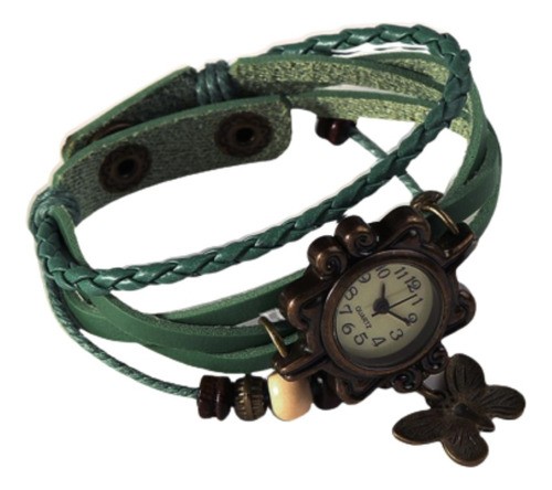 Reloj Vintage -  Correa Cuero - Broche - Mariposa + Estuche