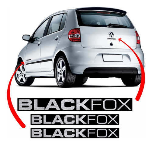 Kit Adesivo Fox Blackfox 2010 Emblema Lateral Traseiro Preto