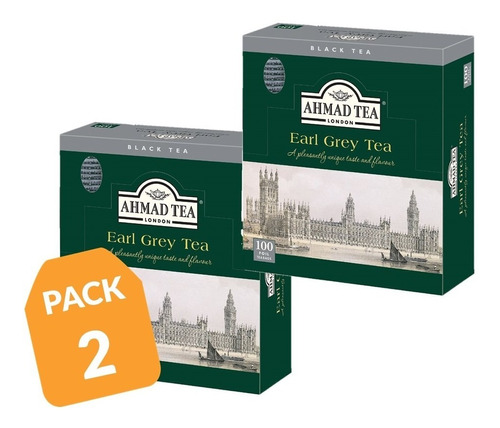 Té Negro Ahmad Earl Grey - Bergamota 100 Bolsitas (pack 2)