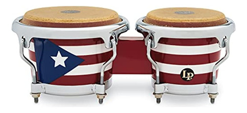 Lpm199-pr Lpmc Mini Bongos De Madera Con Bandera Puertorriqu