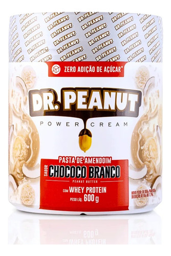 Suplemento Dr. Peanut Pasta de amendoim sódio sabor chococo branco em pote de 600g