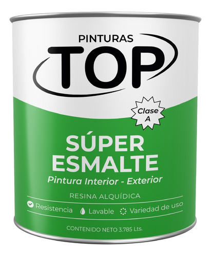 Pintura Top Super Esmalte Satinado Blanco  Clase A 1/4 Galon