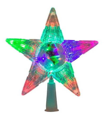 Estrella Fugaz Punta De Arbol Navideño Luzled Plástico 20cm Color Multicolor Santa Claus