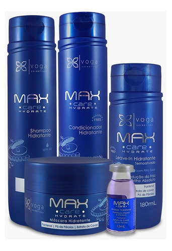 Kit Shampoo Cond Masc Leave-in Ampola Voga Max Care Hydrate