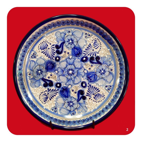 Imagen 2 de 10 de Plato De Talavera Poblana Azul 30 Cm Envío Gratis Hoy! Plt