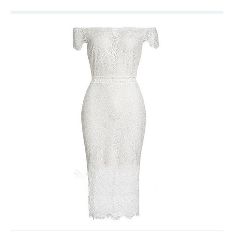 Vestido De Elegante Con Cuello En V Y Encaje Ajustado Mujer