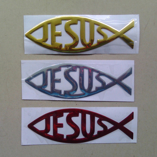 3d Auto Coche Cristiano Jesús Pez Aluminio Cromo Pegatina