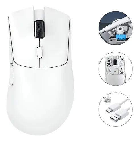 Mouse Branco Sem Fio Gamer Attack Shark R1 Paw3311 DPI 18000