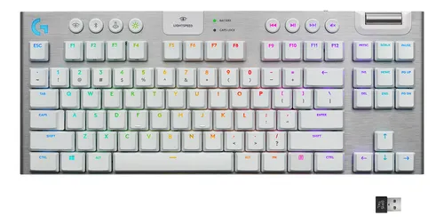 Imagem do produto Teclado Mecânico Gamer sem fio Logitech G915 TKL Lightspeed Switch Brown Tactile - Branco em Mercado Livre