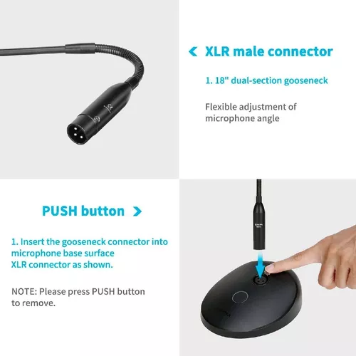 Micrófono USB de condensador con cuello flexible y botó
