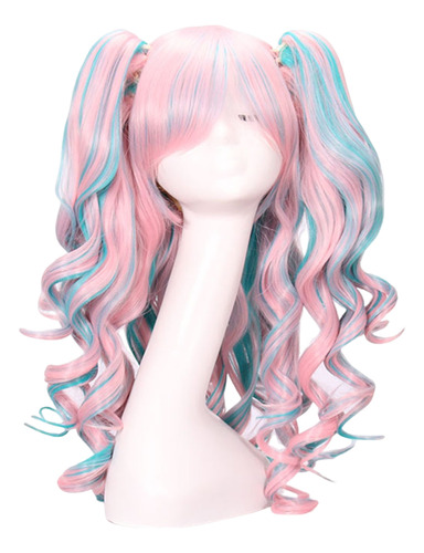 Peluca Para Cosplay, 80 Cm, Color Anime, Pelo Rizado, Multic