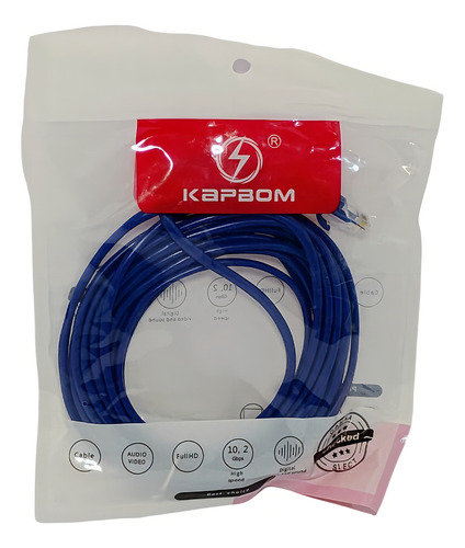 Cabo De Rede 5 Metros Kapbom Lan Internet Rj45 Cat5 Azul