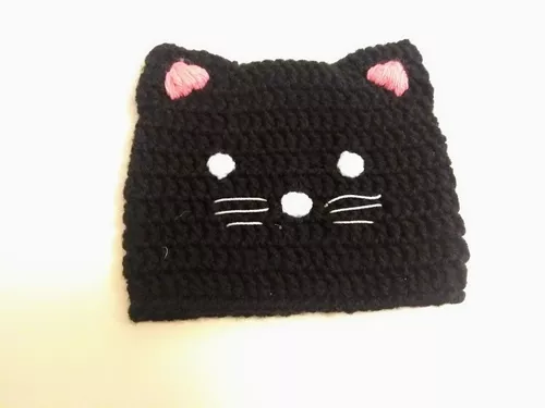 Gorro De Crochet Artesanal Gato Negro Bebe