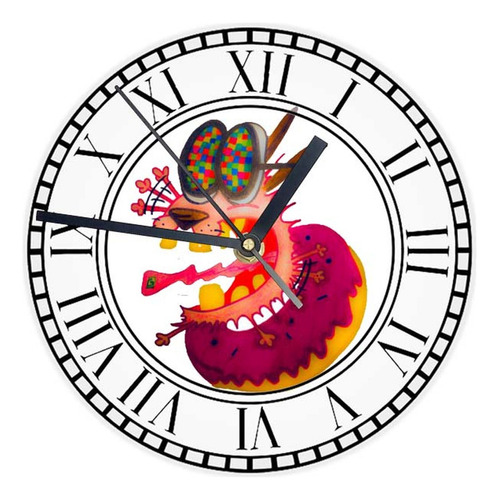 Reloj Redondo Madera Brillante Coraje  Mod 24