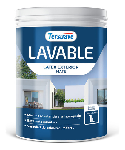 Tersuave Lavable exterior Latex pintura blanco 1 L