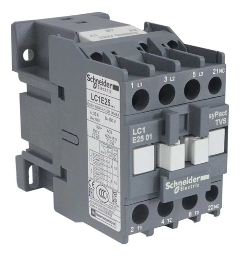 Contactor Schneider 25a 220vca Lc1e2510m7 Tripolar 