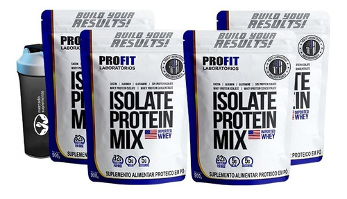 Kit 4x Whey Protein Isolado Isolate Mix Refil 900g + Coq