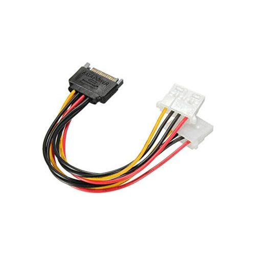 Sata Power 15 Pin Hembra Dual 4 Molex Conncetor Cable