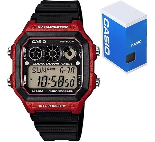 Reloj Casio Ae1300 Rojo 9 Temporizadores Sumergible 100m