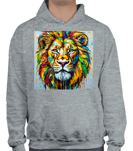 Sudadera Con Gorro Pintura León - León- Animales- Moda