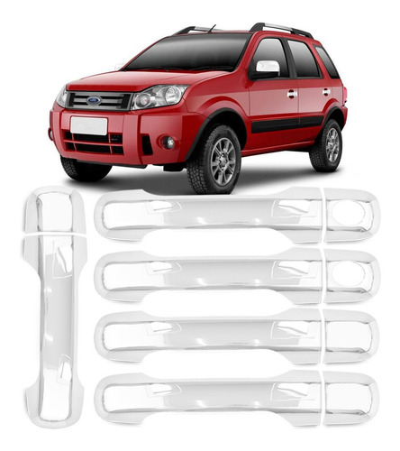 Kit Com 5 Capas Maçanetas Externa Cromada Ecosport 03 A 11