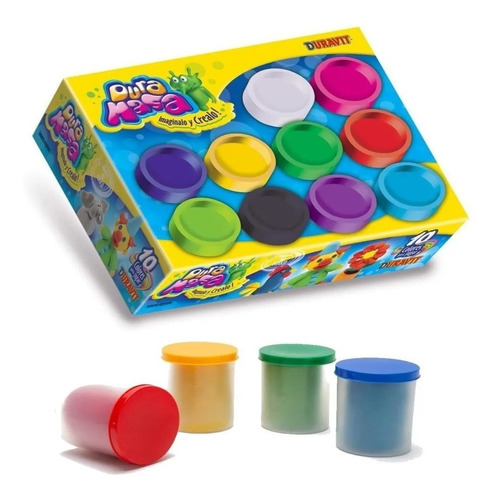 Plastilina Juego Masas Pack 10 Potes Colores Duravit C 