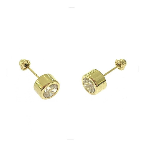 Arete Broquel Barril Tambor 5mm Oro 10k Kt Niña Mujer Regalo