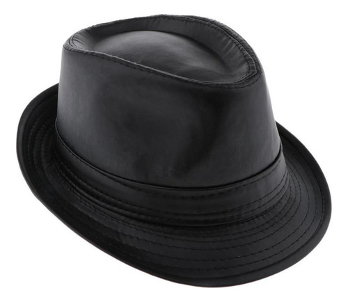 Sombrero De Copa De Cuero Pu Gorro De Jazz Clásico Unisex