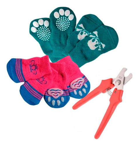 Kit Calzado Medias Antideslizantes Small + Alicate Mascotas