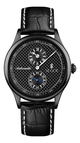Reloj Hombre Seger 9238 Original Eeuu Cuero Elegante Color de la malla Negro Color del bisel Negro