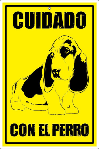 Letrero Cuidado Con El Perro Basset Hound